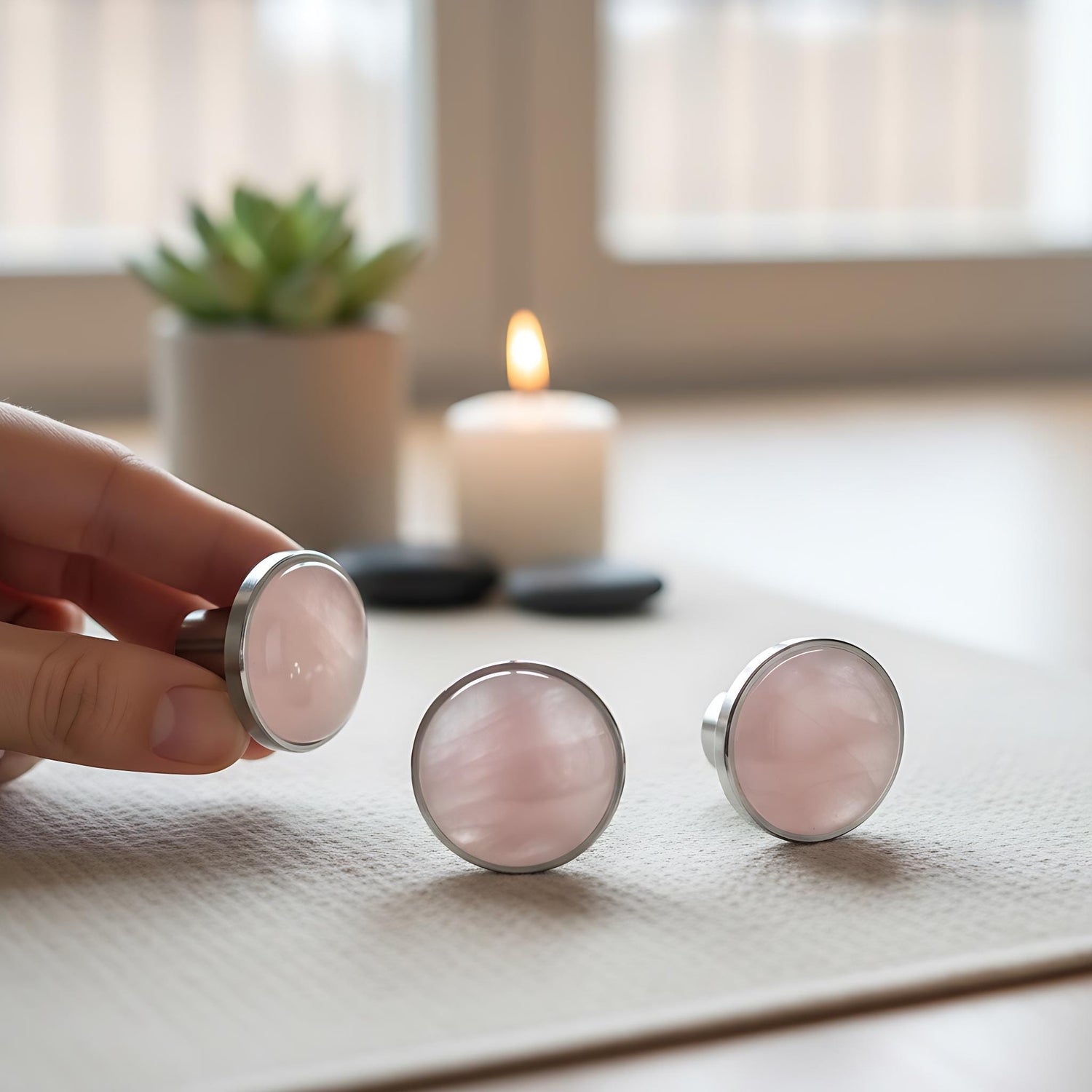 GemBoot Attenuator - Single, 2-Pack, 3-Pack - Rose Quartz, Amethyst - Cabochon, Massage, Biofield