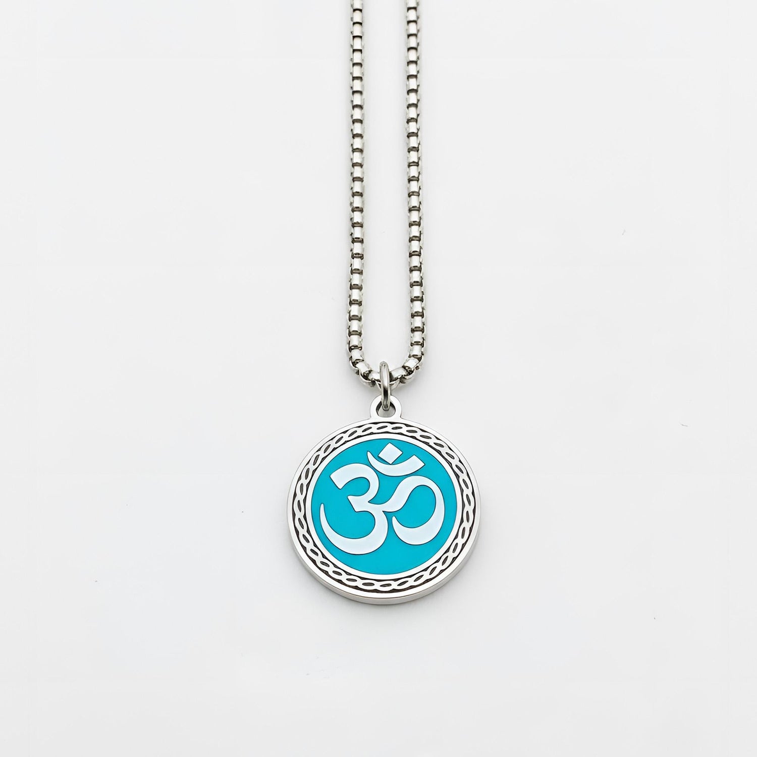 OM with Radiant Blue Color Mystical Beauty Charm For Necklace Jewelry, Spiritual Meditation Symbols, Artisan Craftsmanship, Gift For Her