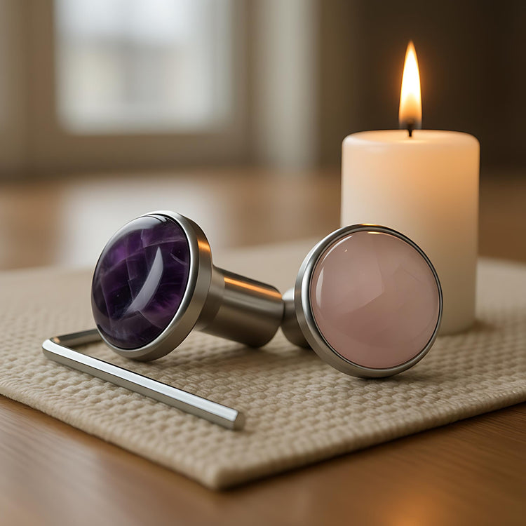 GemBoot Attenuator - Single, 2-Pack, 3-Pack - Rose Quartz, Amethyst - Cabochon, Massage, Biofield