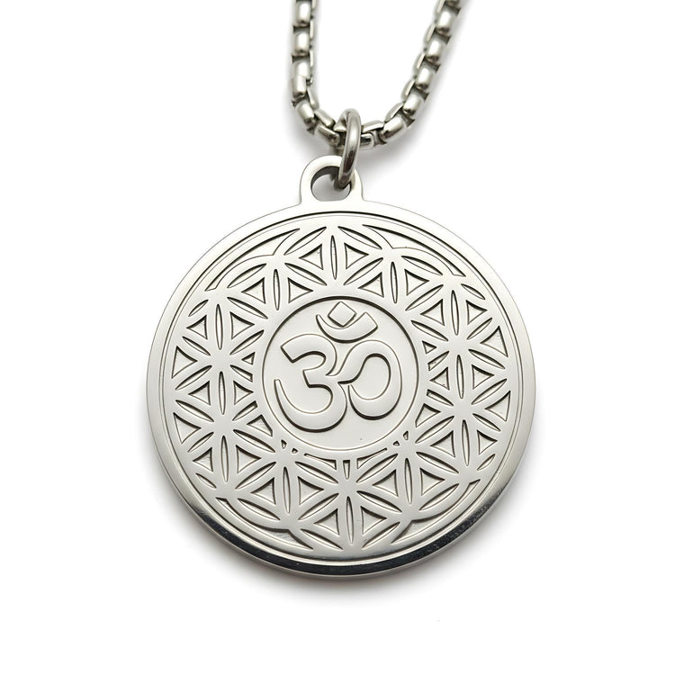 OM with Flower of Life Mystical Beauty Charm Necklace: Unique Gift For Him or Her, Spiritual Symbols