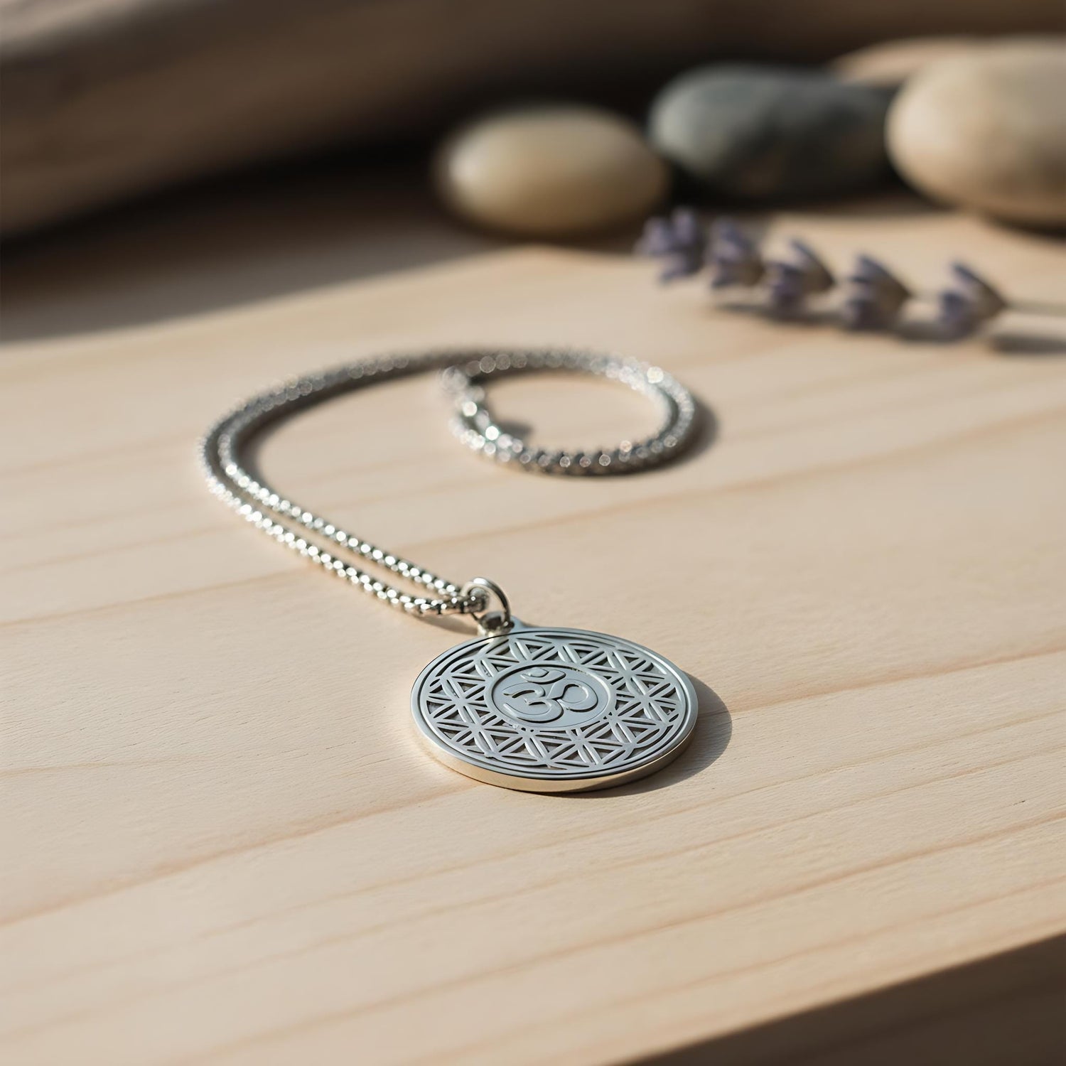 OM with Flower of Life Mystical Beauty Charm Necklace: Unique Gift For Him or Her, Spiritual Symbols