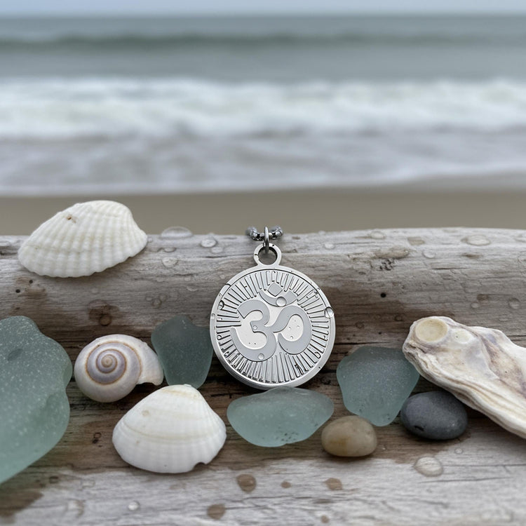 OM with Rays of Light Mystical Beauty Charm For Necklace Jewelry, Spiritual Meditation Symbols, Artisan Craftsmanship, Unique Gift For Her