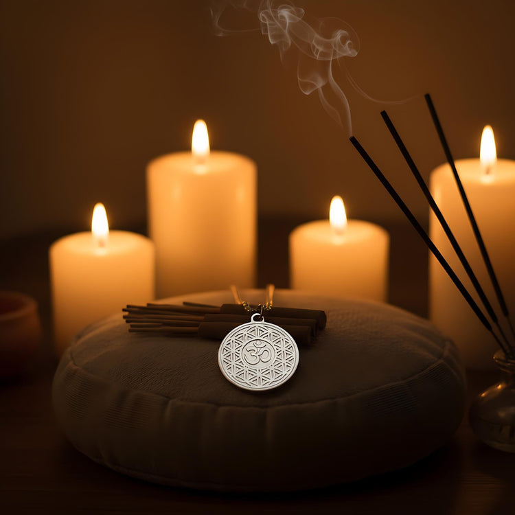 OM with Flower of Life Mystical Beauty Charm Necklace: Unique Gift For Him or Her, Spiritual Symbols