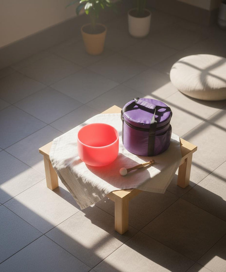 432hz 12" Luminous Red Root Chakra Crystal Singing Bowl - Perfect Pitch, Frosted, C Note, Mallet, O ring, Padded Case