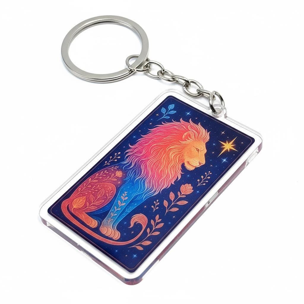 Leo Lion Charm - Mystical Acrylic Keychain: Unique Gift For Him or Her, Spiritual Symbols