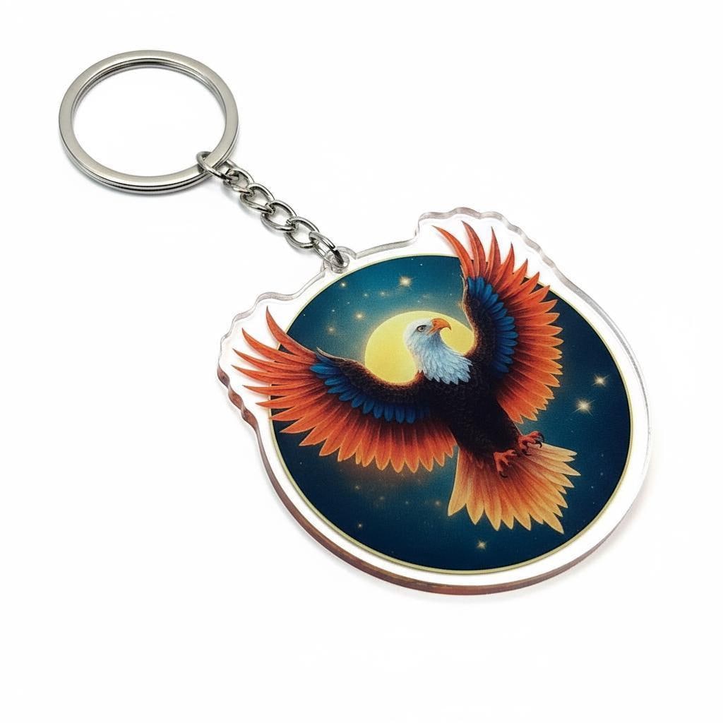 Soaring Eagle Charm - Mystical Acrylic Keychain: Unique Gift For Him or Her, Spiritual Symbols