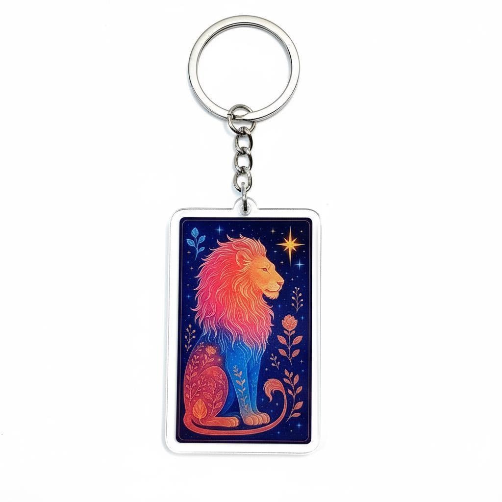Leo Lion Charm - Mystical Acrylic Keychain: Unique Gift For Him or Her, Spiritual Symbols