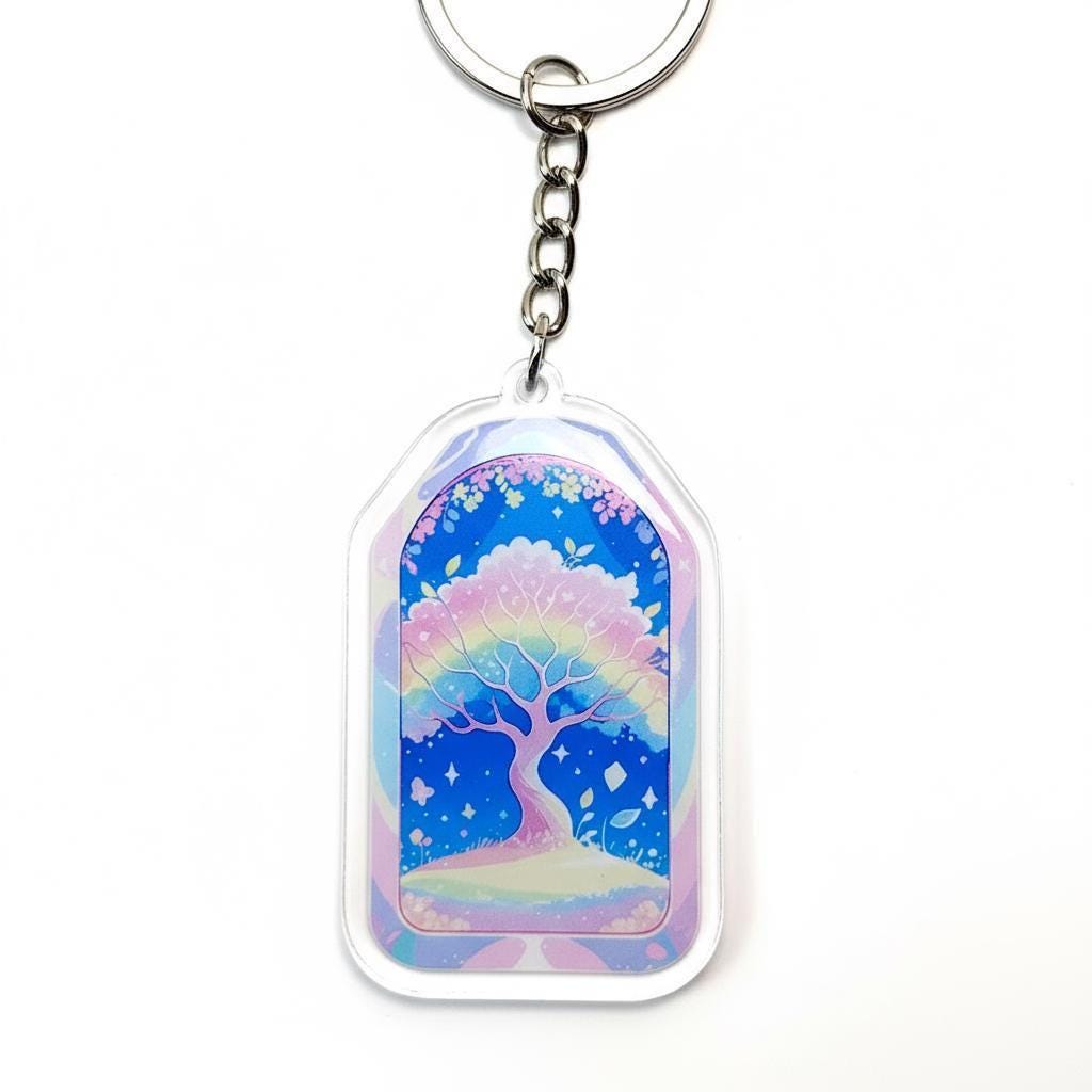 Tree of Life Rainbow Colors - Mystical Acrylic Keychain: Unique Gift For Him or Her, Spiritual Symbols