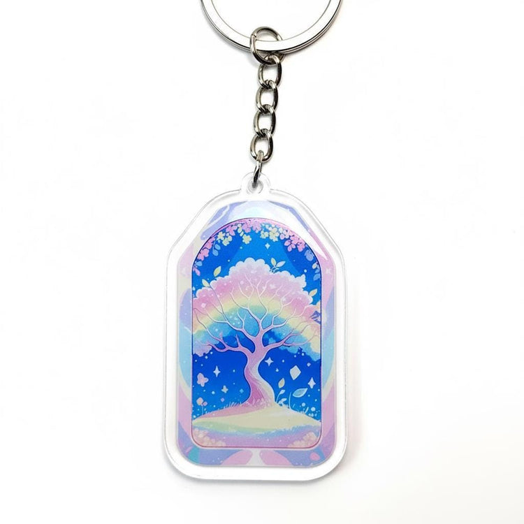 Tree of Life Rainbow Colors - Mystical Acrylic Keychain: Unique Gift For Him or Her, Spiritual Symbols