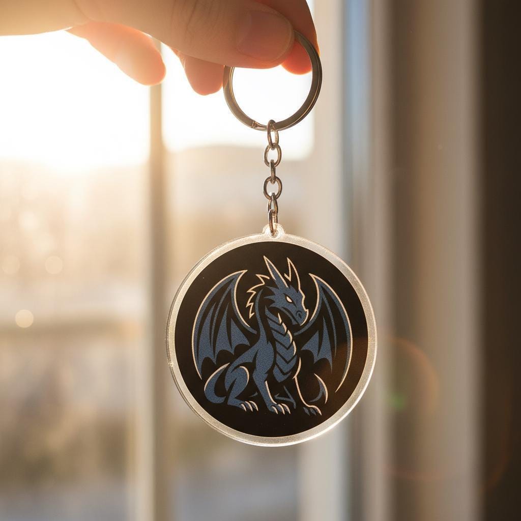 Peaceful Dragon - Mystical Acrylic Keychain: Unique Gift For Him or Her, Spiritual Symbols