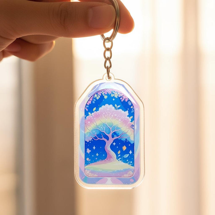 Tree of Life Rainbow Colors - Mystical Acrylic Keychain: Unique Gift For Him or Her, Spiritual Symbols