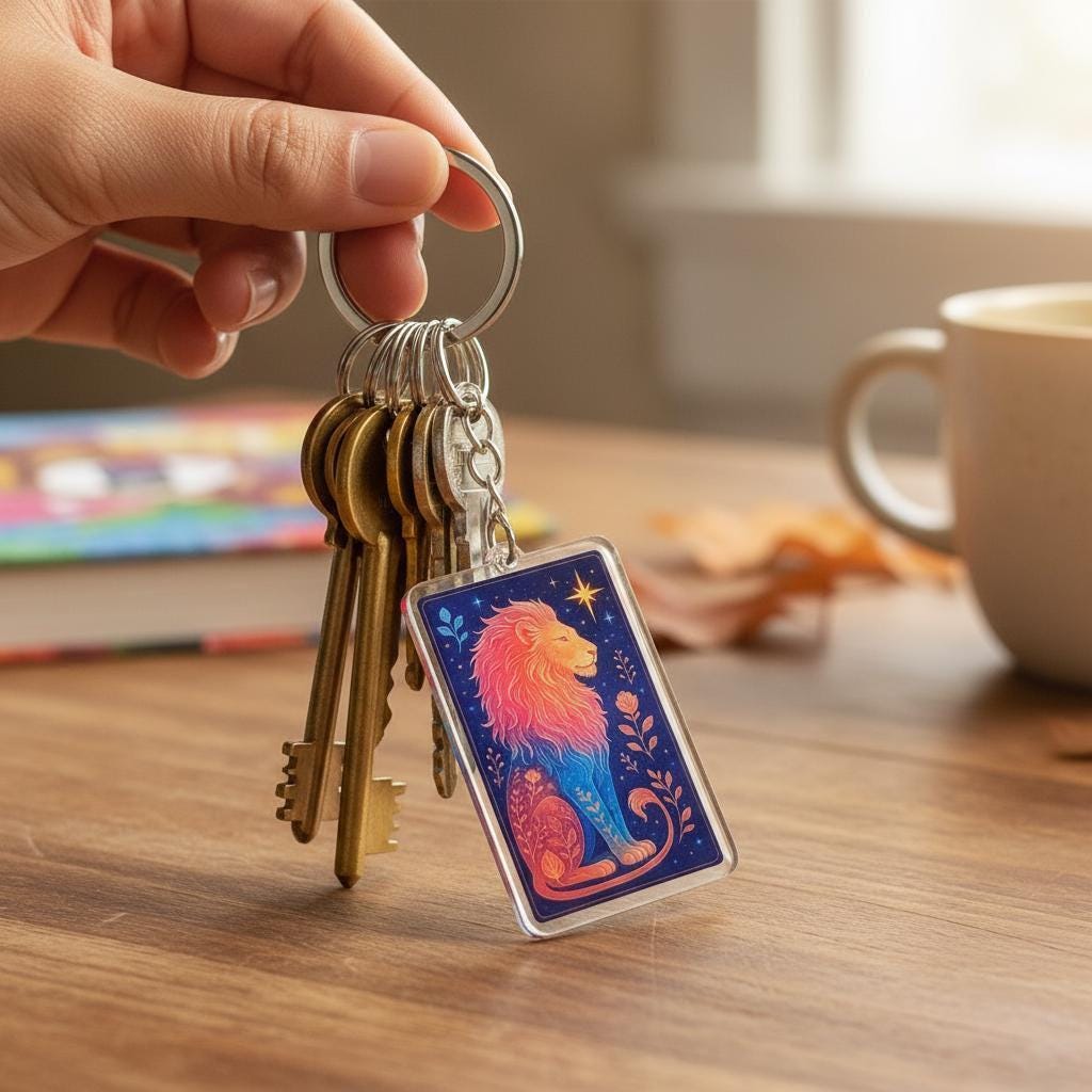 Leo Lion Charm - Mystical Acrylic Keychain: Unique Gift For Him or Her, Spiritual Symbols