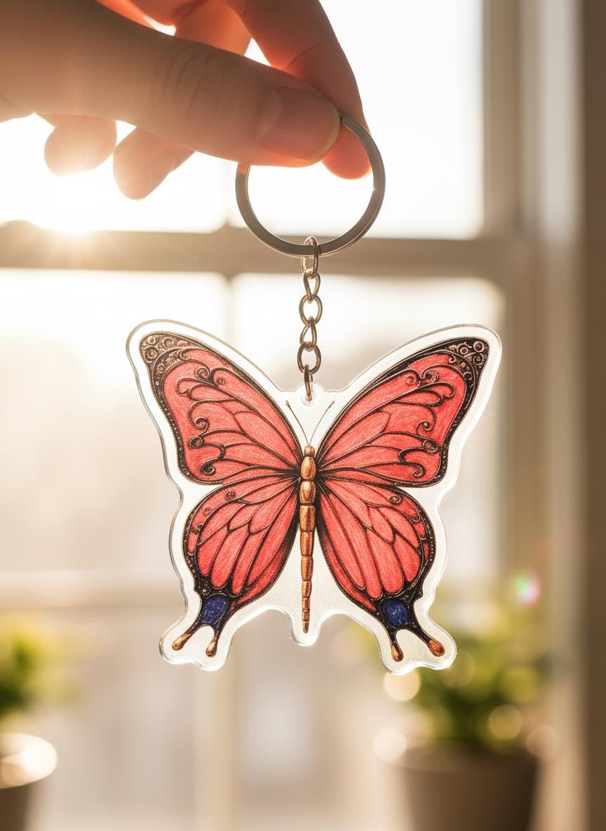Regal Butterfly Charm - Mystical Acrylic Keychain: Unique Gift For Him or Her, Spiritual Symbols