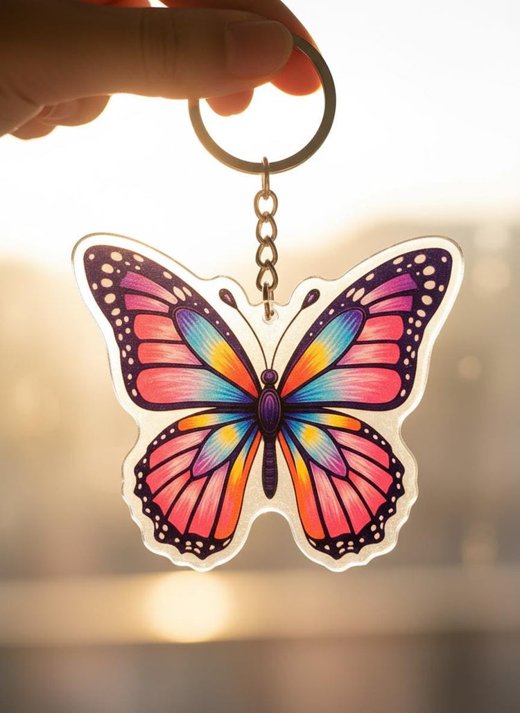 Illuminating Butterfly Charm - Mystical Acrylic Keychain: Unique Gift For Him or Her, Spiritual Symbols