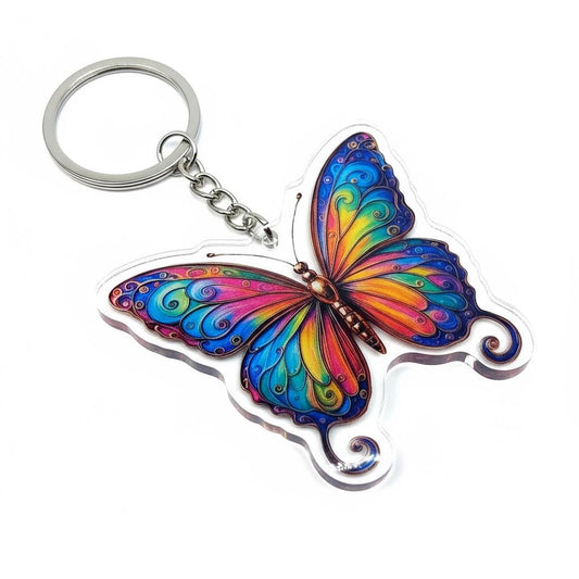 Golden Rainbow Butterfly Charm - Mystical Acrylic Keychain: Unique Gift For Him or Her, Spiritual Symbols