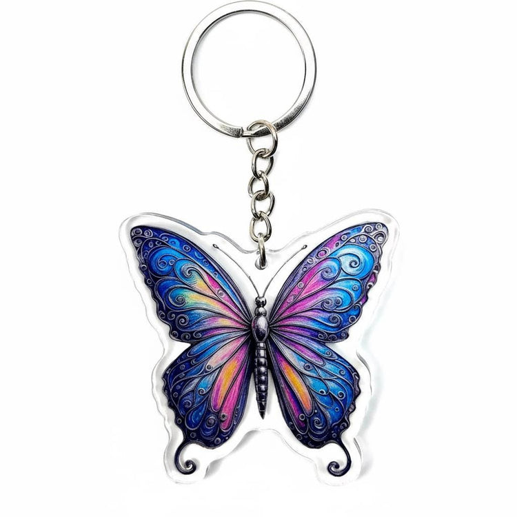 Silver Iridescent Butterfly Charm - Mystical Acrylic Keychain: Unique Gift For Him or Her, Spiritual Symbols