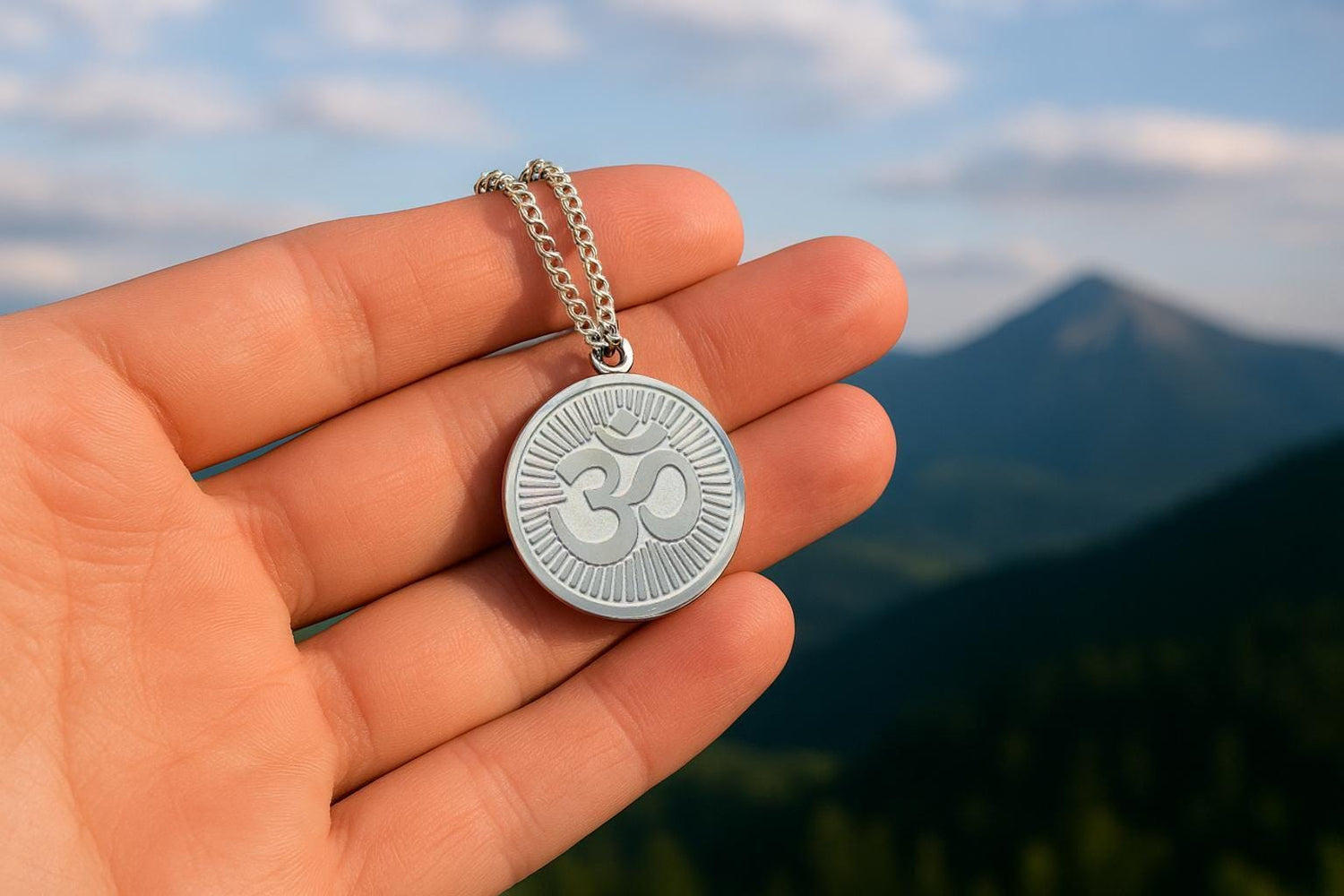 OM with Rays of Light Mystical Beauty Charm Necklace: Unique Gift For Him or Her, Spiritual Symbols