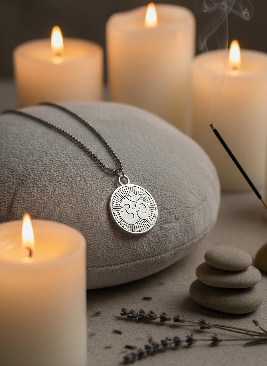 OM with Rays of Light Mystical Beauty Charm Necklace: Unique Gift For Him or Her, Spiritual Symbols