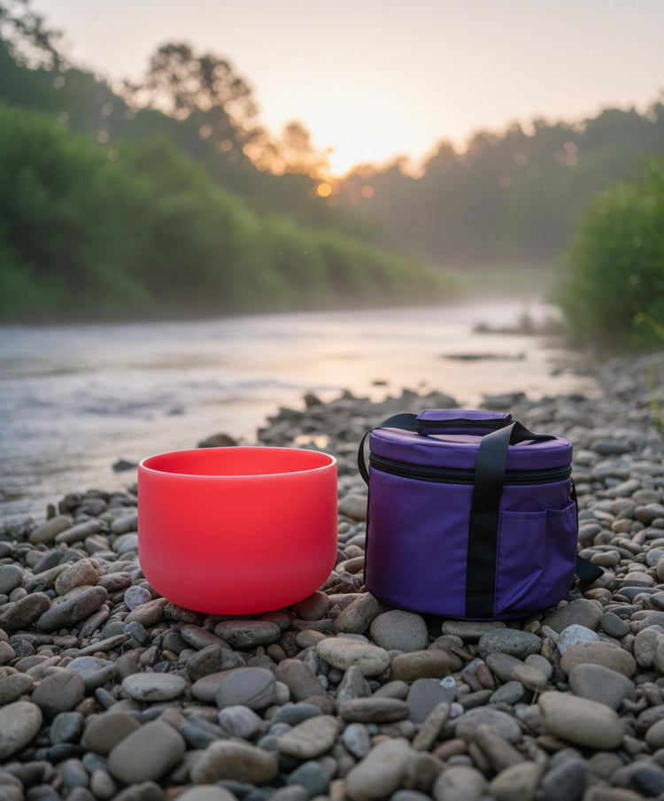 432hz 12" Luminous Red Root Chakra Crystal Singing Bowl - Perfect Pitch, Frosted, C Note, Mallet, O ring, Padded Case