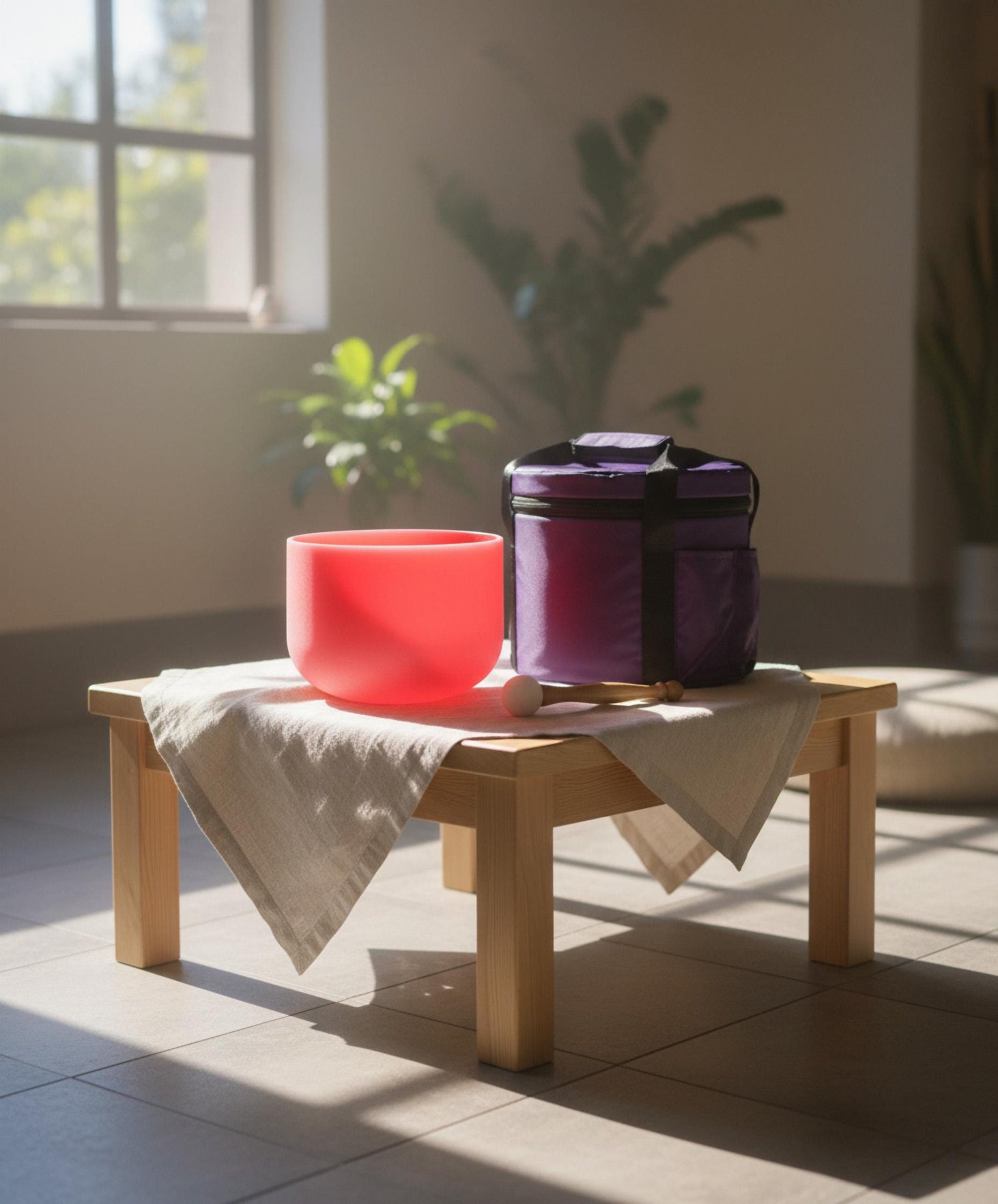 432hz 12" Luminous Red Root Chakra Crystal Singing Bowl - Perfect Pitch, Frosted, C Note, Mallet, O ring, Padded Case