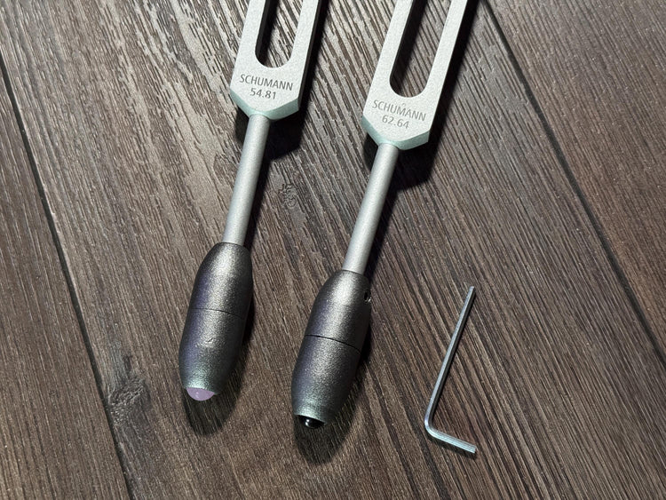 54.81Hz and 62.64Hz Theta Binaural Schumann Set - 7.83Hz Binaural Beat Entrainment - Crystal Attenuator Handle Extender - Matte Silver