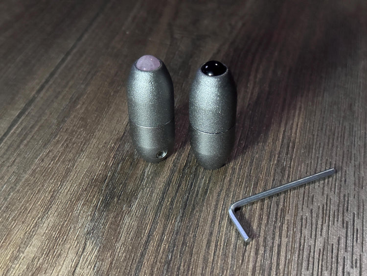 54.81Hz and 62.64Hz Theta Binaural Schumann Set - 7.83Hz Binaural Beat Entrainment - Crystal Attenuator Handle Extender - Matte Silver