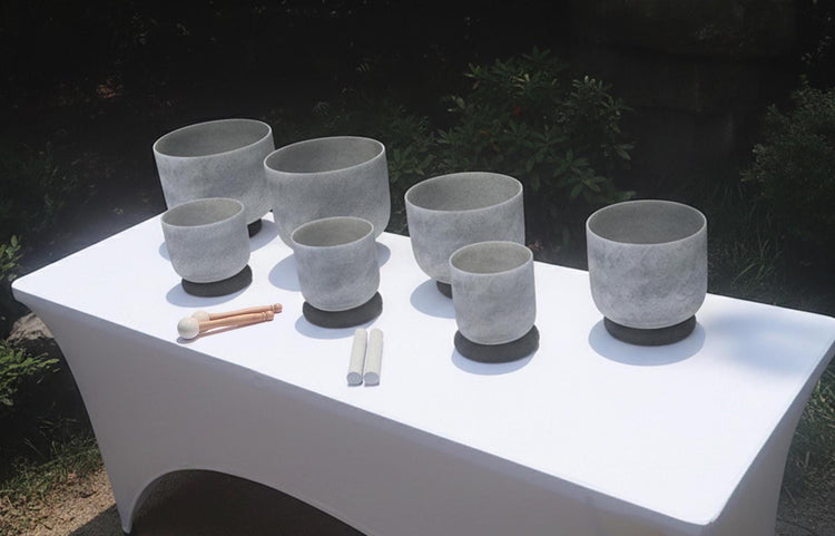 Myriad Melodies' 3pc Partial 432 Hz Obsidian Infused Perfect Pitch Singing Bowl Set - 2 Cases, Cushions, O-Rings, 2 Mallets 2, Strikers