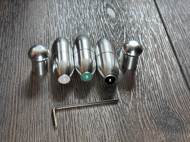 5pc Attenuator Kit - Crystal Attenuator Handle and Beads for Tuning Forks - Rose Quartz, Black Onyx - Meridian Lines, Massage, Biofield