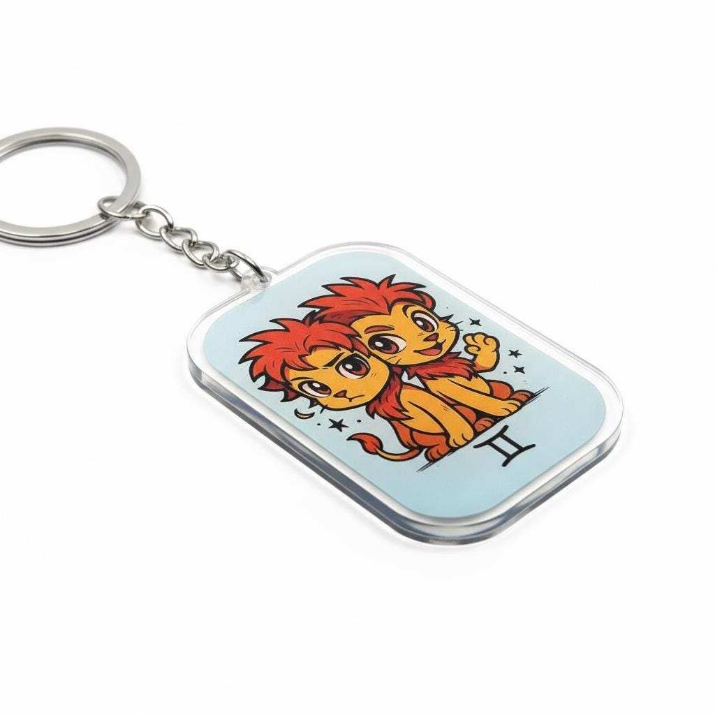 Gemini Charm - Mystical Acrylic Keychain: Unique Gift For Him or Her, Spiritual Symbols