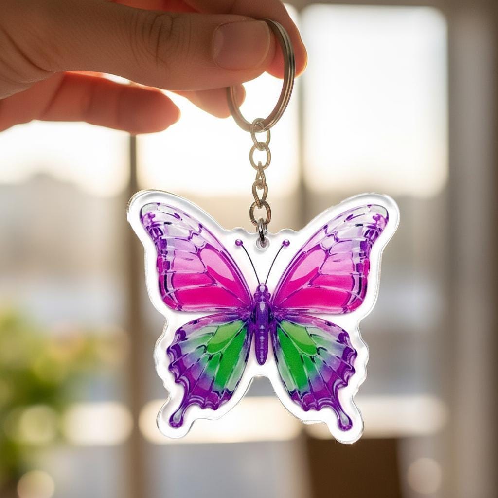 Illuminating Butterfly Charm - Mystical Acrylic Keychain: Unique Gift For Him or Her, Spiritual Symbols