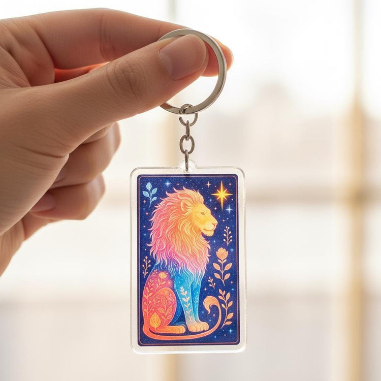 Leo Lion Charm - Mystical Acrylic Keychain: Unique Gift For Him or Her, Spiritual Symbols