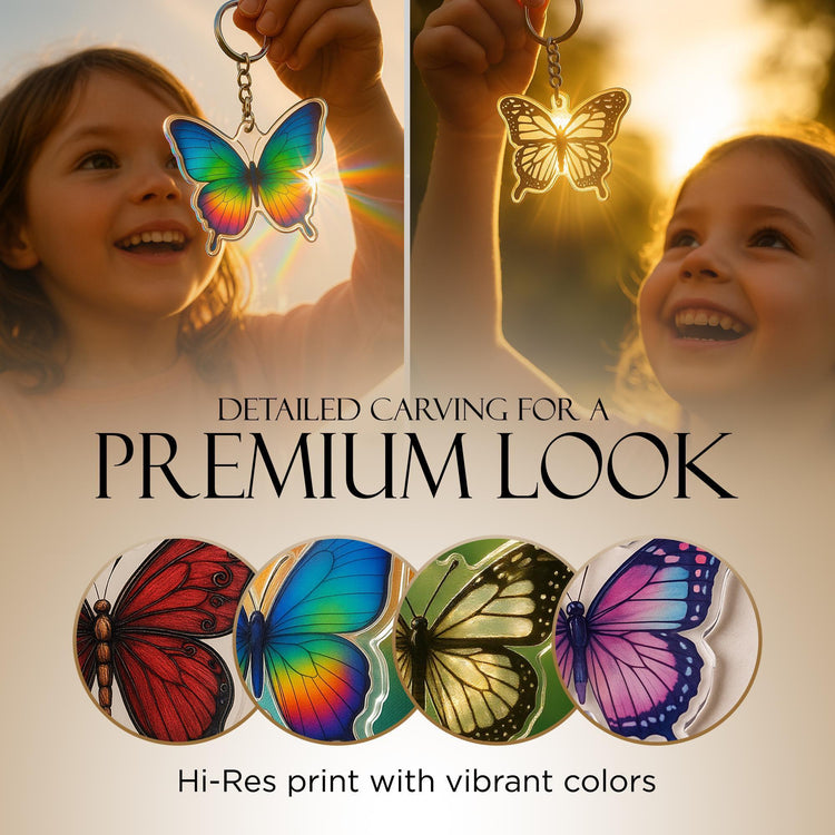 Rainbow Butterfly Charm - Mystical Acrylic Keychain: Unique Gift For Him or Her, Spiritual Symbols