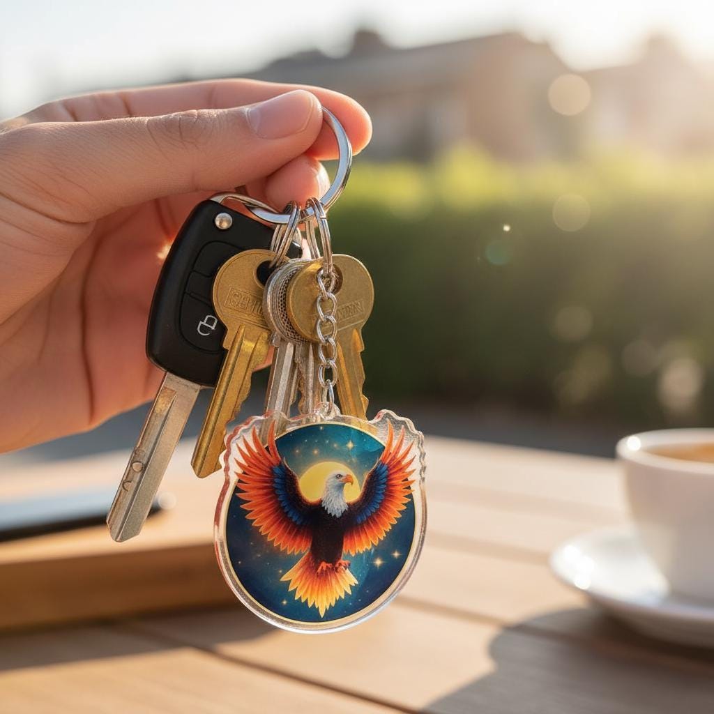 Soaring Eagle Charm - Mystical Acrylic Keychain: Unique Gift For Him or Her, Spiritual Symbols