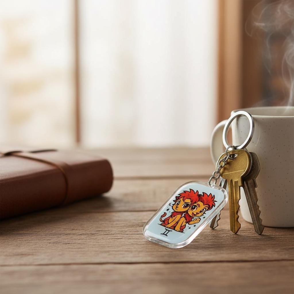 Gemini Charm - Mystical Acrylic Keychain: Unique Gift For Him or Her, Spiritual Symbols