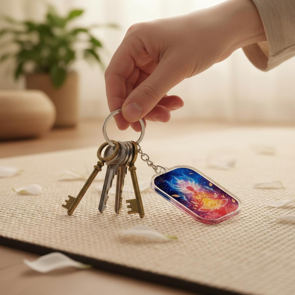 Cosmic Dakini Prayer Charm - Mystical Acrylic Keychain: Unique Gift For Him or Her, Spiritual Symbols