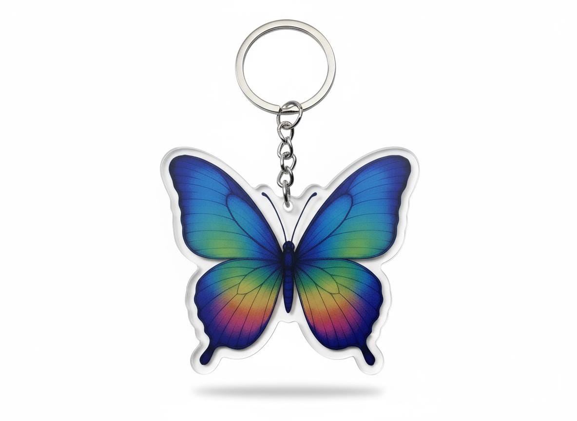 Rainbow Butterfly Charm - Mystical Acrylic Keychain: Unique Gift For Him or Her, Spiritual Symbols
