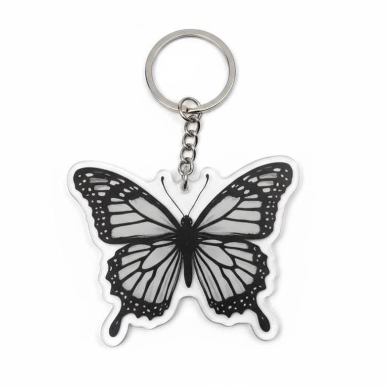 White Butterfly Charm - Mystical Acrylic Keychain: Unique Gift For Him or Her, Spiritual Symbols
