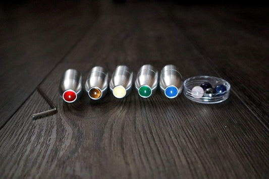 5-Pack - Crystal Massage Attenuator Handle for Tuning Forks - With 10pc 10mm Crystal Tip set - Meridian Lines, Massage, Biofield