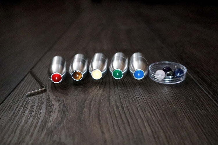 5-Pack - Crystal Massage Attenuator Handle for Tuning Forks - With 10pc 10mm Crystal Tip set - Meridian Lines, Massage, Biofield