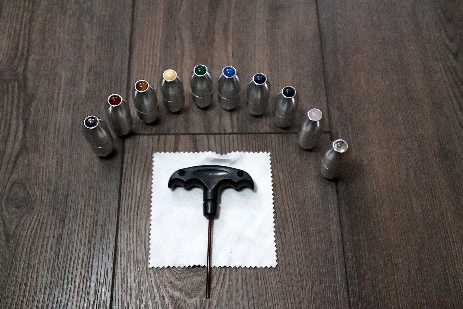 10pc Set Gold Or Silver- Crystal Massage Attenuator Handle for Tuning Forks - Full 10pc Set - 10mm Sphere, Meridian Lines, Massage, Biofield