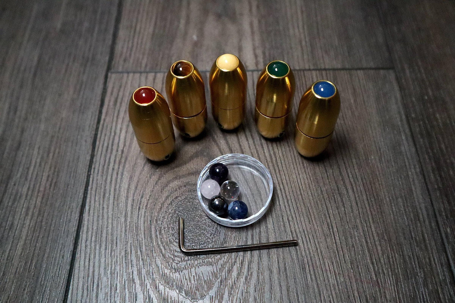 5-Pack - Crystal Massage Attenuator Handle for Tuning Forks - With 10pc 10mm Crystal Tip set - Meridian Lines, Massage, Biofield