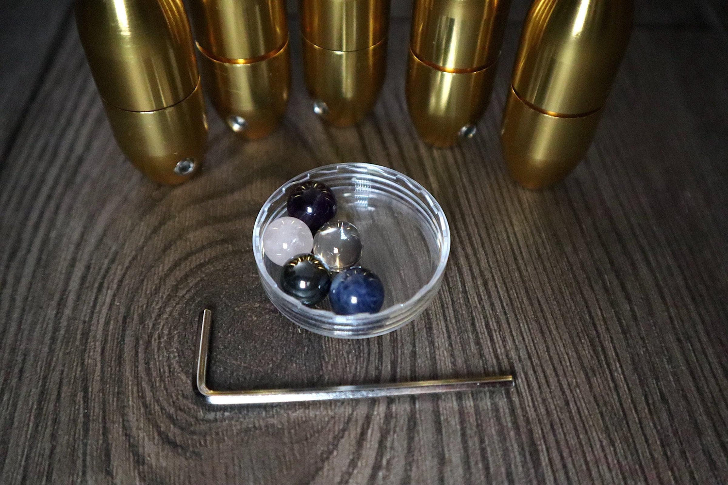 5-Pack - Crystal Massage Attenuator Handle for Tuning Forks - With 10pc 10mm Crystal Tip set - Meridian Lines, Massage, Biofield