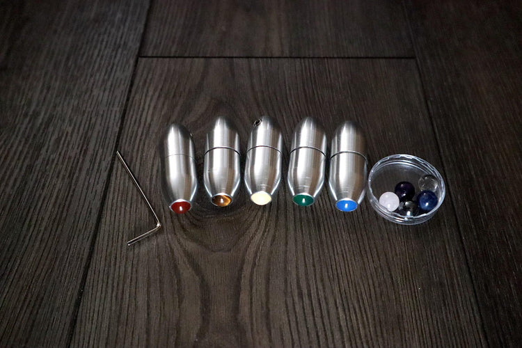 5-Pack - Crystal Massage Attenuator Handle for Tuning Forks - With 10pc 10mm Crystal Tip set - Meridian Lines, Massage, Biofield