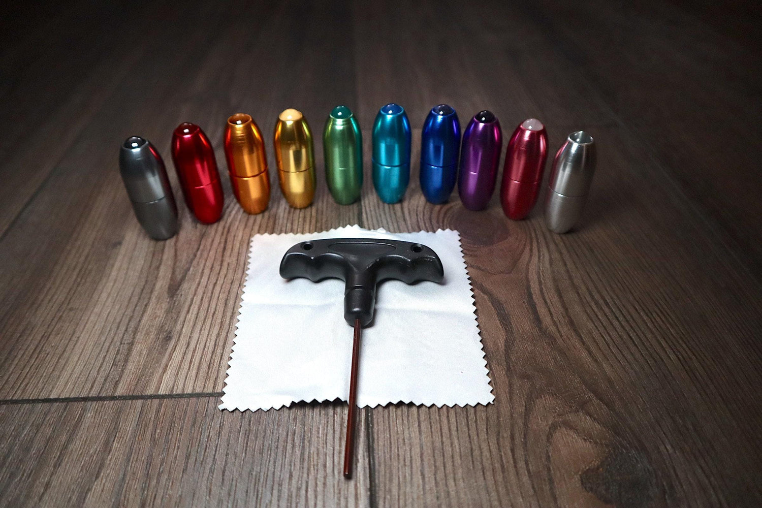 10pc Set - Crystal Massage Attenuator Handle for Tuning Forks - Full 10pc Set, 10mm Crystals - Meridian Lines, Massage, Biofield