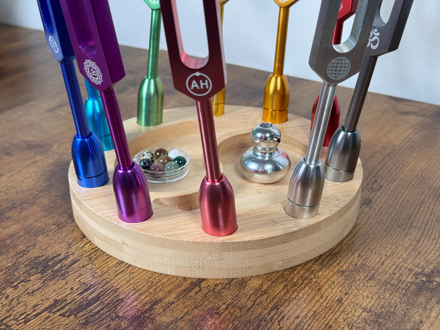 10pc Holder for Crystal Massage Attenuator Handle Set - Holds Gemstone Boots with Tuning Forks Attached for Easy Storage and Retrieval