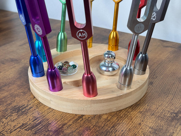 10pc Holder for Crystal Massage Attenuator Handle Set - Holds Gemstone Boots with Tuning Forks Attached for Easy Storage and Retrieval