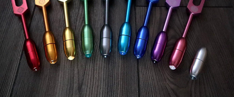 10pc Set - Crystal Massage Attenuator Handle for Tuning Forks - Full 10pc Set, 10mm Crystals - Meridian Lines, Massage, Biofield