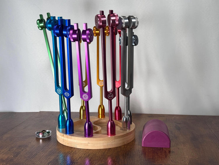 10pc Holder for Crystal Massage Attenuator Handle Set - Holds Gemstone Boots with Tuning Forks Attached for Easy Storage and Retrieval