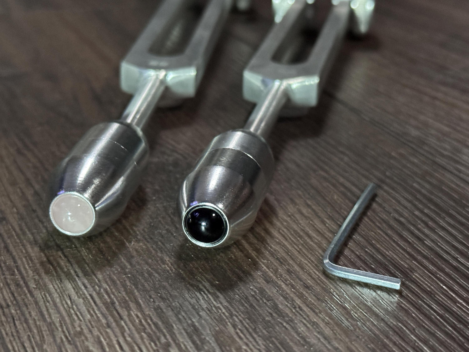 89Hz and 144Hz - Fibonacci, Golden Ration Tuning Fork Set - Gamma Binaural Beat Entrainment - Handle Extender with 10mm Crystal - Silver