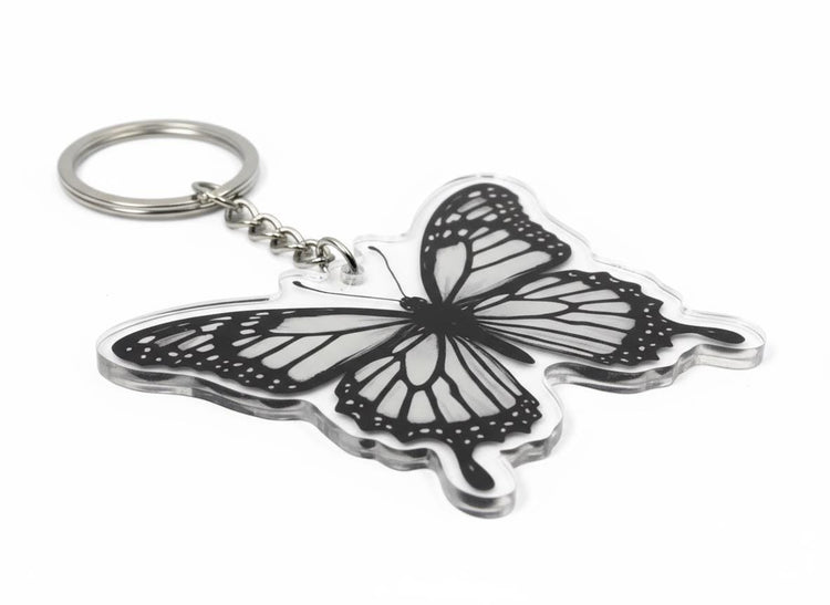 White Butterfly Charm - Mystical Acrylic Keychain: Unique Gift For Him or Her, Spiritual Symbols